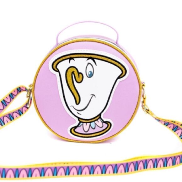 Disney Cross Body, Round, Beauty and the Beast Chip Lavender, Vegan Leather - Picture 3 of 7